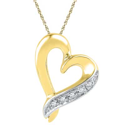 "18 Kt Gold Adrorable Heart Diamond Pendant - Ph016545 - Click here to View more details about this Product